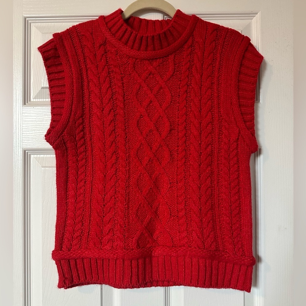 NWT! See and Be Seen Red Cable Knit Vest